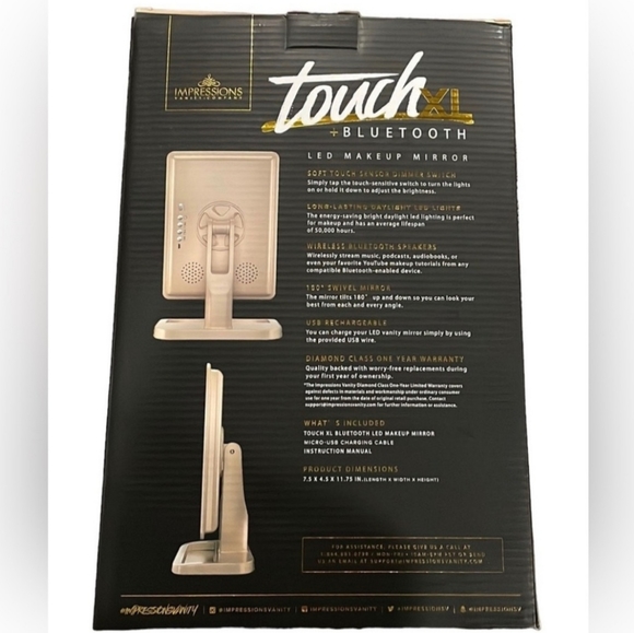 Touch XL Dimmable LED Makeup Mirror with Bluetooth - Picture 6 of 6